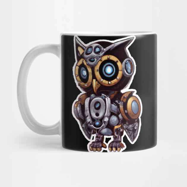 steampunk owl, cyberpunk owl, owl with armor, robo owl by maxdax